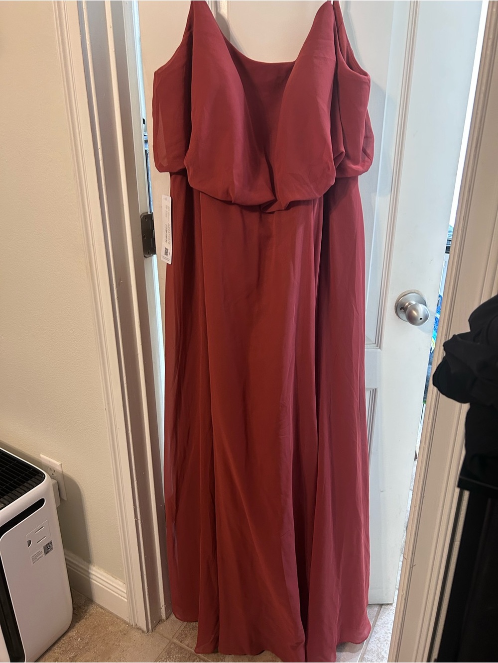 Azazie Terracotta A-Line Scoop Blouson Chiffon Maxi Dress NWT!